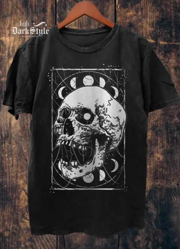 Gothic Skull Moon Phases Casual T-Shirt