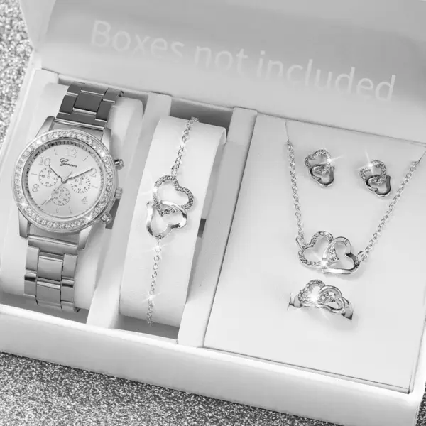 6PC Women's Watch Jewelry Set Rose Gold V248 - Image 3