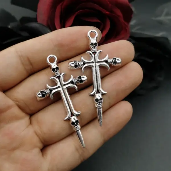5Pcs Vintage Skeleton Cross Charms Set - Image 7
