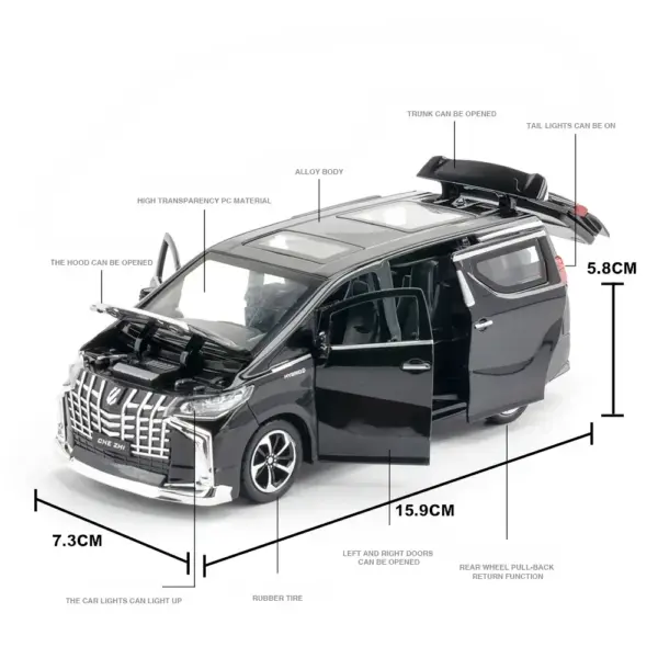 1:32 Toyota Alphard MPV Diecast Car Model - Image 4