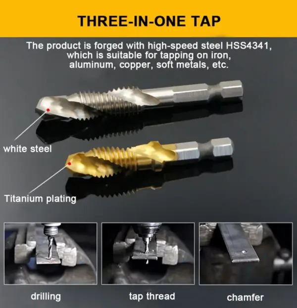 Titanium Plated HSS Tap Drill Bit Set - Image 3