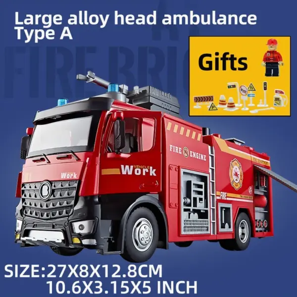 Diecast Metal Fire Truck Water-Spraying Toy - Image 8