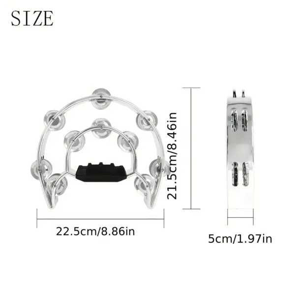 10-inch Metal Bell Tambourine for Performances - Image 2