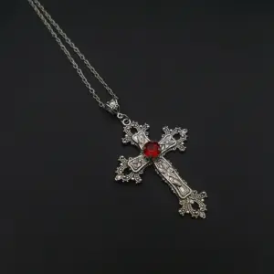 Neo-Gothic Red Velvet Cross Choker 42 Sacc1766912844128a993d7baf40de28dC