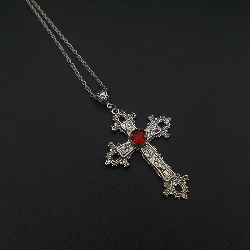 Neo-Gothic Red Velvet Cross Choker 18 Neo-Gothic Red Velvet Cross Choker - Image 18