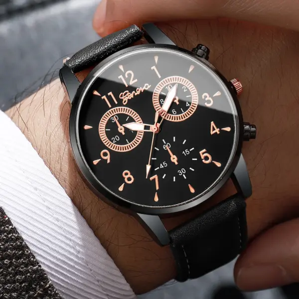 4PCs Men's Quartz Watch Set Stylish Collection - Image 3