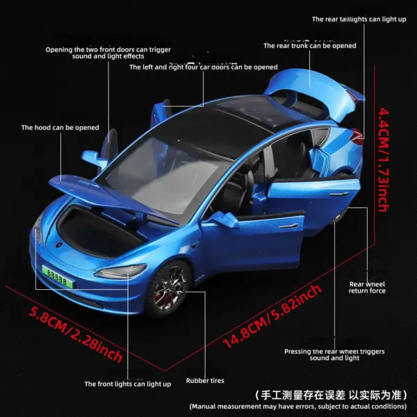 1:32 Tesla Model 3 Diecast Alloy Car - Image 2