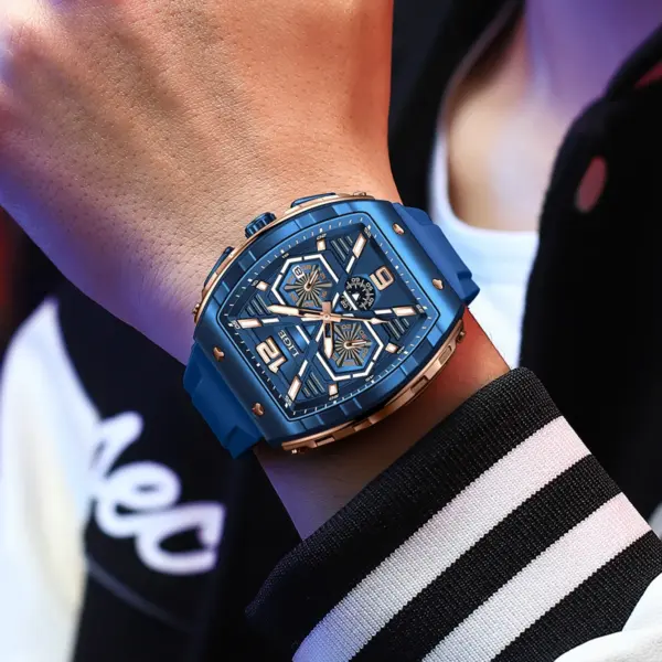 LIGE Men's Luxury Square Silicone Watch - Image 5