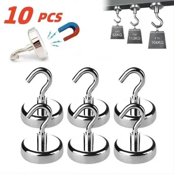 10PCS Stainless Steel Magnet Hooks for Storage