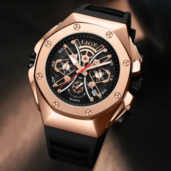 LIGE Luxury Waterproof Quartz Watch for Men - Image 4