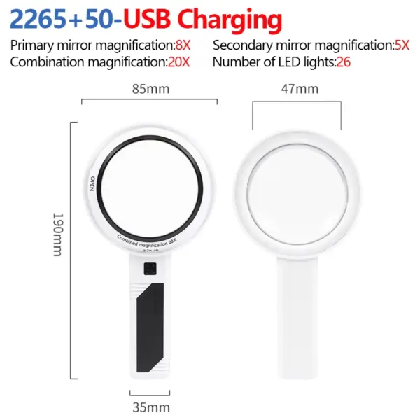 LED Handheld Magnifying Glass with 20X Zoom - Image 12