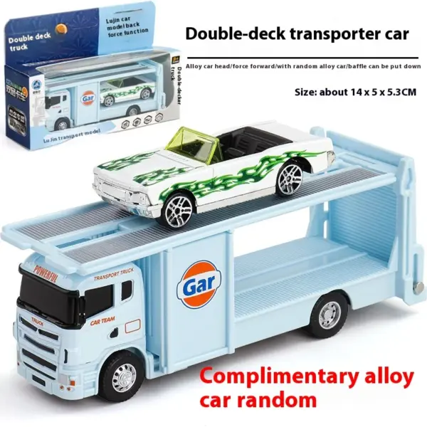 Miniature Dual-Deck Alloy Transport Truck Model - Image 7