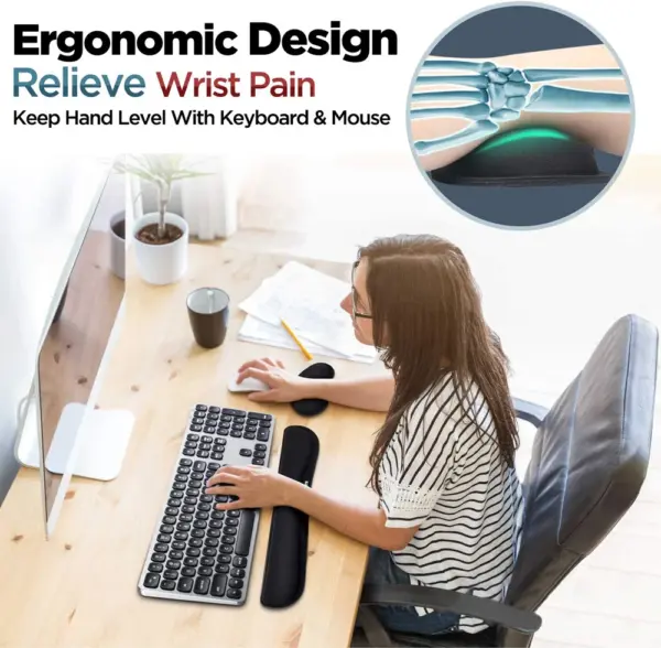 Ergonomic Memory Foam Keyboard Wrist Rest Set - Image 2