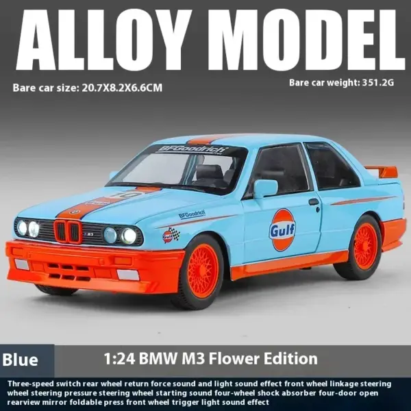 1:24 BMW M3 E30 Metal Diecast Car Model - Image 24