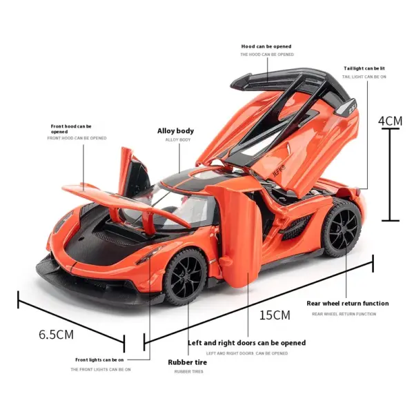 1:32 Scale Alloy Supercar Model with Lights - Image 3