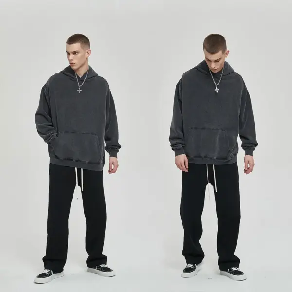 Casual Retro Hooded Sweatshirt for Men - Image 3