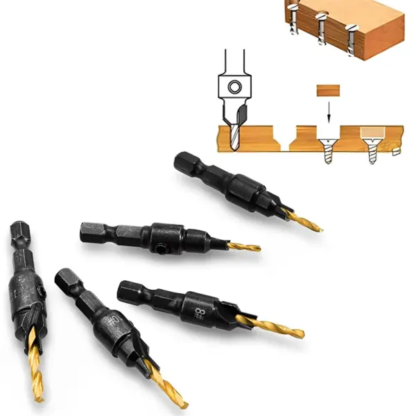 5-Piece Woodworking Countersink Drill Bit Set - Image 3