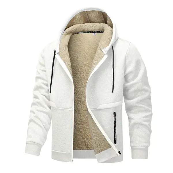 Men's Warm Zip Up Plush Hoodie - Image 14