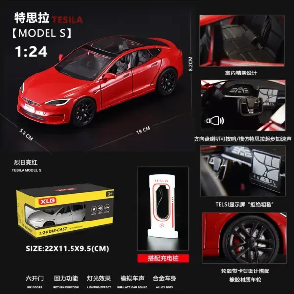 1:24 Tesla Model S Diecast Alloy Car - Image 16