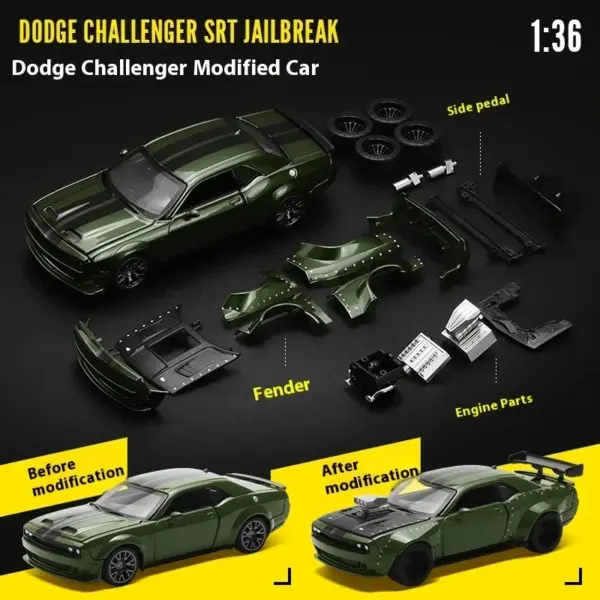 1:36 Scale Metal Dodge Challenger Model Car - Image 7