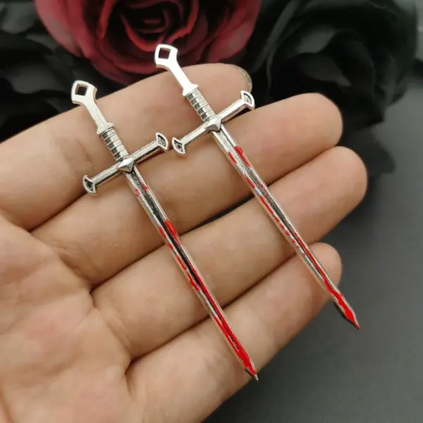 4pcs Gothic Blood Sword Charms for DIY Jewelry - Image 3