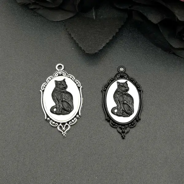 4pcs Gothic Black Cat Cameo Charms - Image 4
