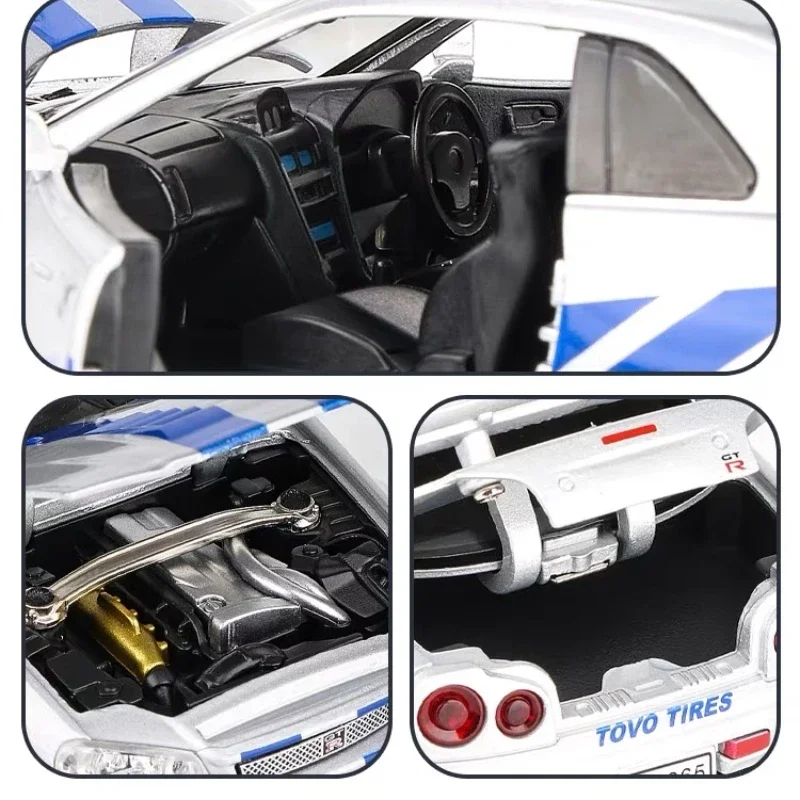 1:32 Nissan Skyline GTR R34 Diecast Model Car 5 1:32 Nissan Skyline GTR R34 Diecast Model Car - Image 5