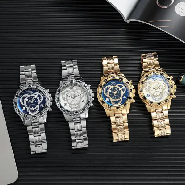 Men's Stainless Steel Quartz Watch 45mm Dial - Image 5