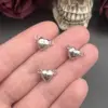 Silver Heart Round Magnetic Snap Charms Set