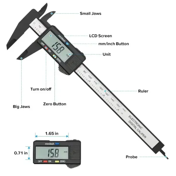 150mm Digital Plastic Vernier Caliper Tool - Image 3