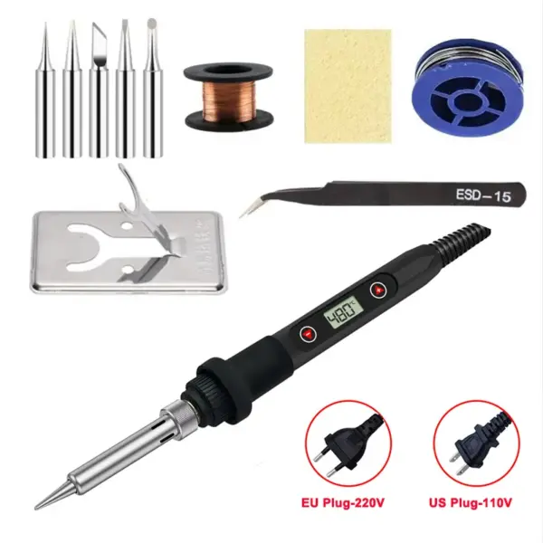 80W LCD Digital Adjustable Temperature Soldering Iron - Image 3