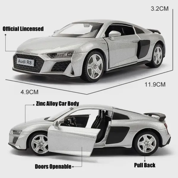 1:36 Audi R8 Coupe Diecast Model Car - Image 2