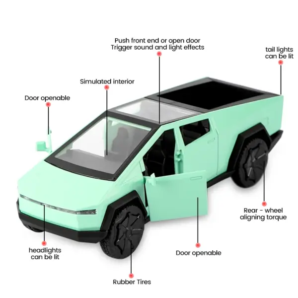 1:32 Scale Cybertruck Metal Diecast Model - Image 6