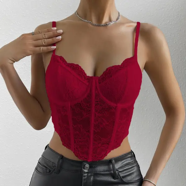 Lace Embroidered Backless Crop Top for Women