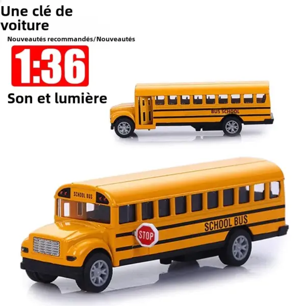 1:36 Scale Alloy School Bus Toy with Sound - Image 2