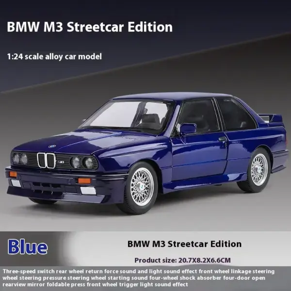 1:24 BMW M3 E30 Metal Diecast Car Model - Image 11