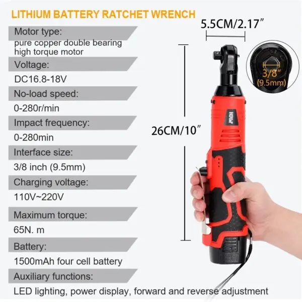 18V Cordless Electric Ratchet Wrench Set - Image 4