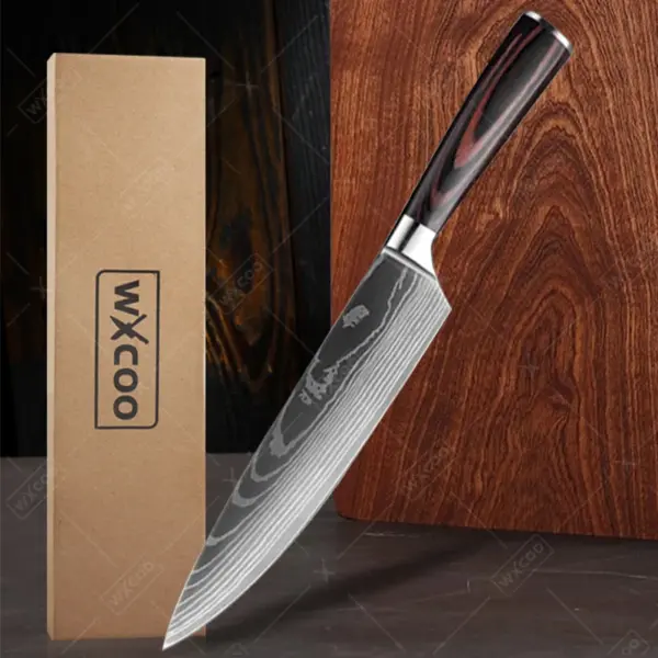 Stainless Steel Chef Knife Set with Damascus Design