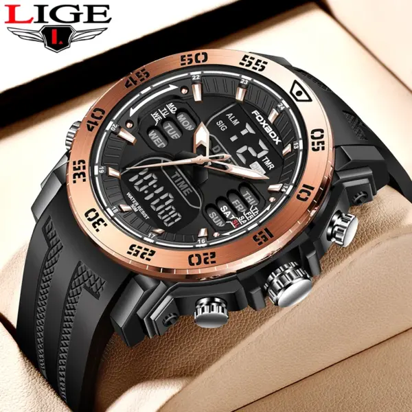 LIGE Military Quartz Watch with Dual Display - Image 8