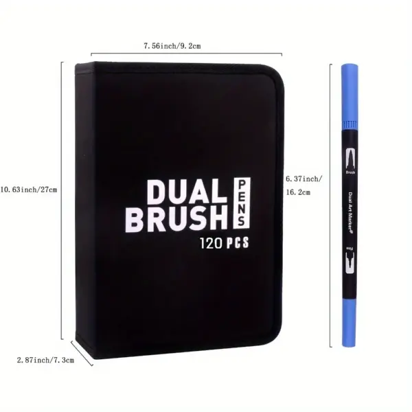 120 Color Dual Brush Tip Marker Set - Image 3