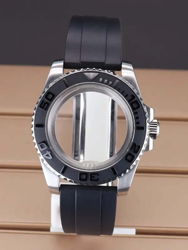 40mm Stainless Steel Watch Case with Rubber Strap - Image 13