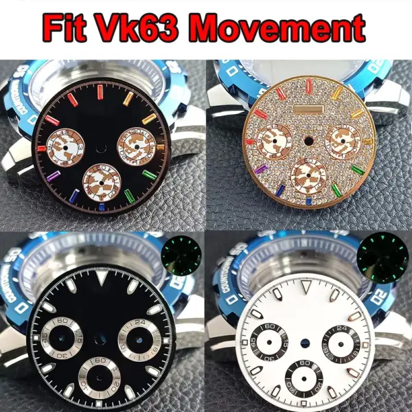 VK63 Luminous Watch Dial for 39.3mm Case