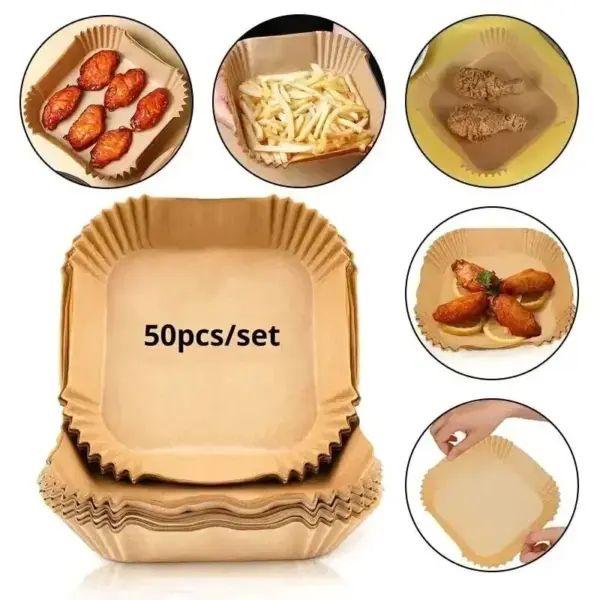 50 Pcs Non-Stick Air Fryer Paper Liners