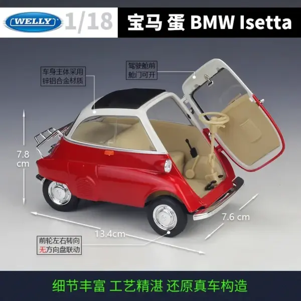 WELLY 1:18 BMW Isetta Diecast Model Car - Image 2