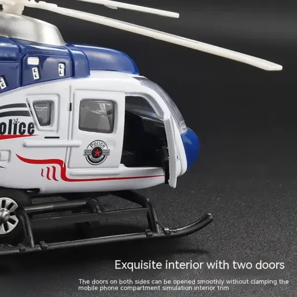 1:64 Scale Alloy Police Helicopter Model - Image 4