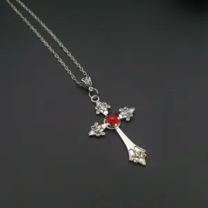 Neo-Gothic Red Velvet Cross Choker 34 Sbde612dc10a2470895defe645c1d50f4U