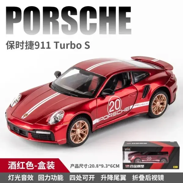 1:24 Diecast Porsche 911 Turbo S Model Car - Image 5