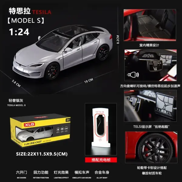 1:24 Tesla Model S Diecast Alloy Car - Image 15