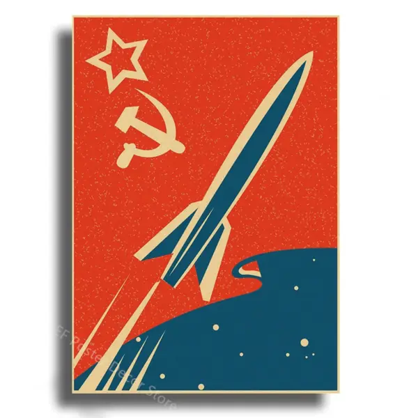 Soviet Space Rocket Vintage Poster Prints - Image 8