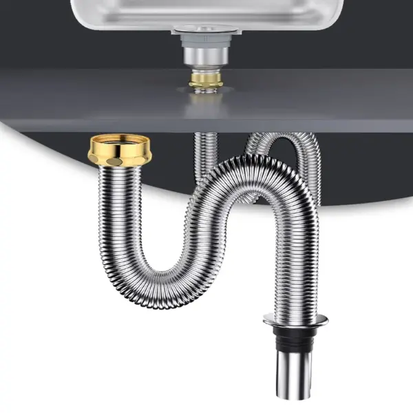 Stainless Steel Flexible Sink Drain Hose 40/60cm - Image 3